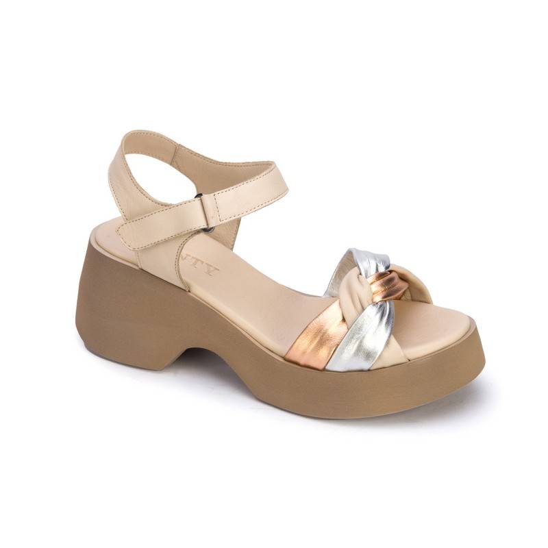 883625-beige-silver Босоножки жен.кожа-кожа бежевый-серебро-золото